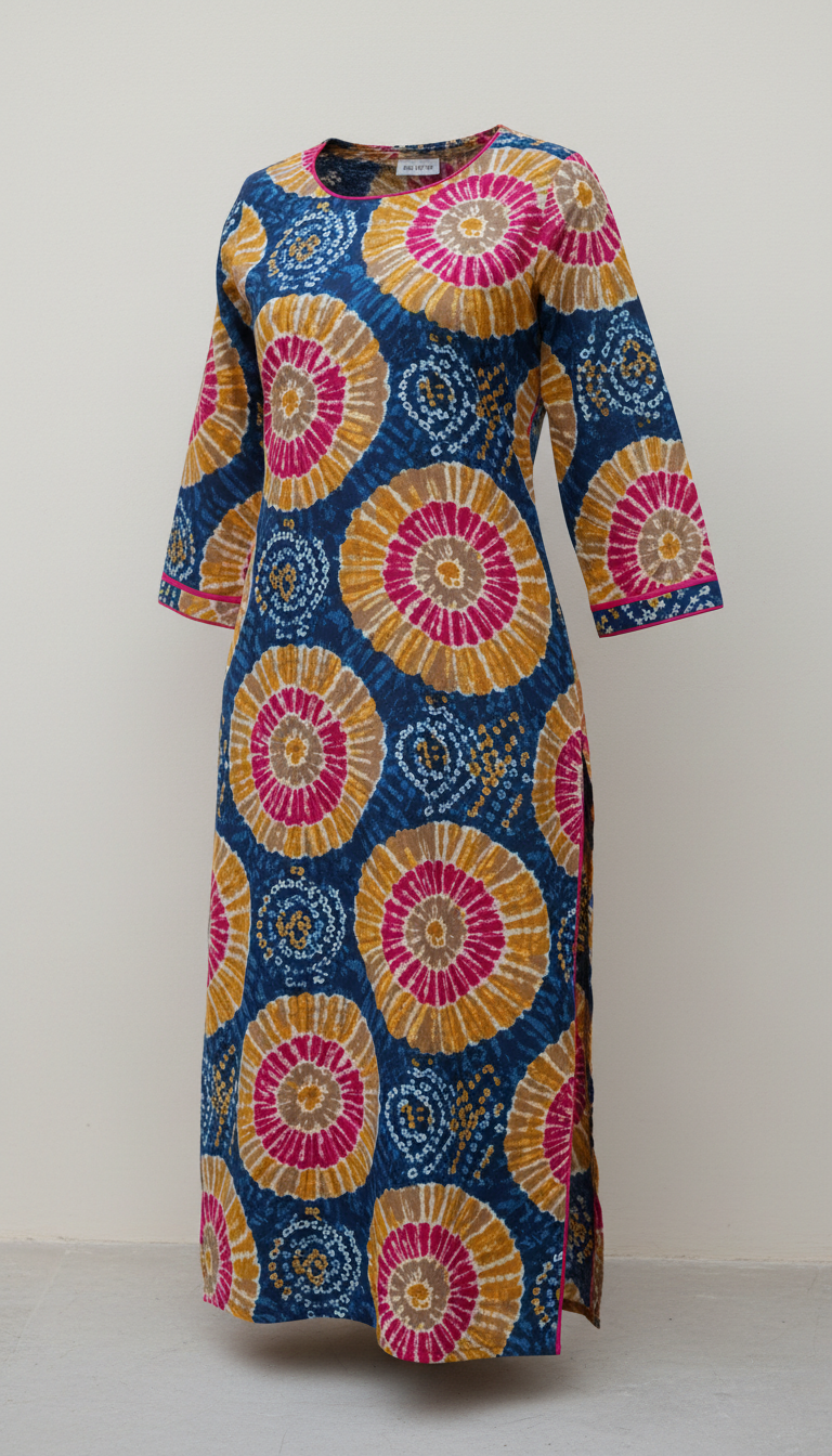 Cotton Kurti With Hand Block Print