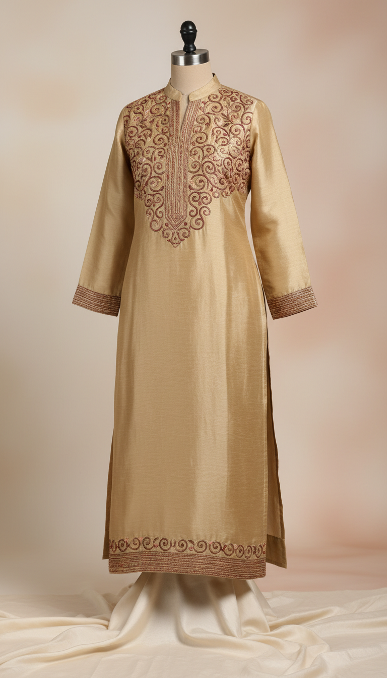 Silk Kurti With Hand Embroidery